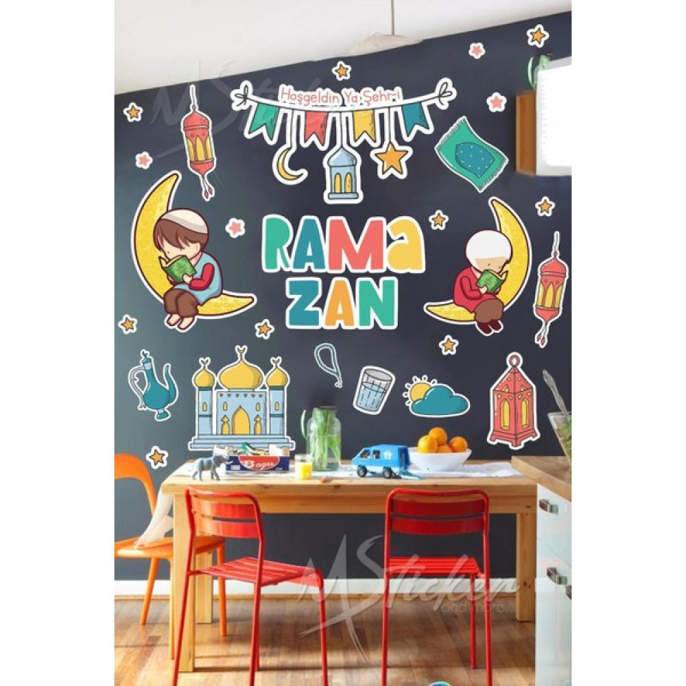 Tekno Trust Çok Renkli Hoşgeldin Ramazan, Ramazan Ayı Temalı Eğitici ve Eğlenceli Sticker Seti, Ramazan-I Şerif - 1 x 5 cm - 118 x 56 cm Duvar Stickerı Fiyatı