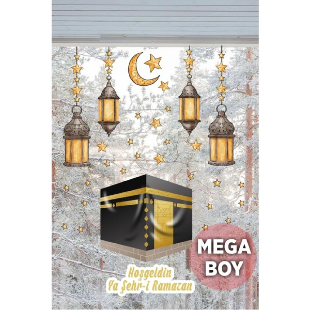 Tekno Trust Çok Renkli Hoşgeldin Ya-Şehri Ramazan Kabe ve Fenerler Cam Yatak Odası Mutfak Balkon Duvar Süsü Kağ - 1 x 5 cm - 118 x 56 cm Duvar Stickerı Fiyatı