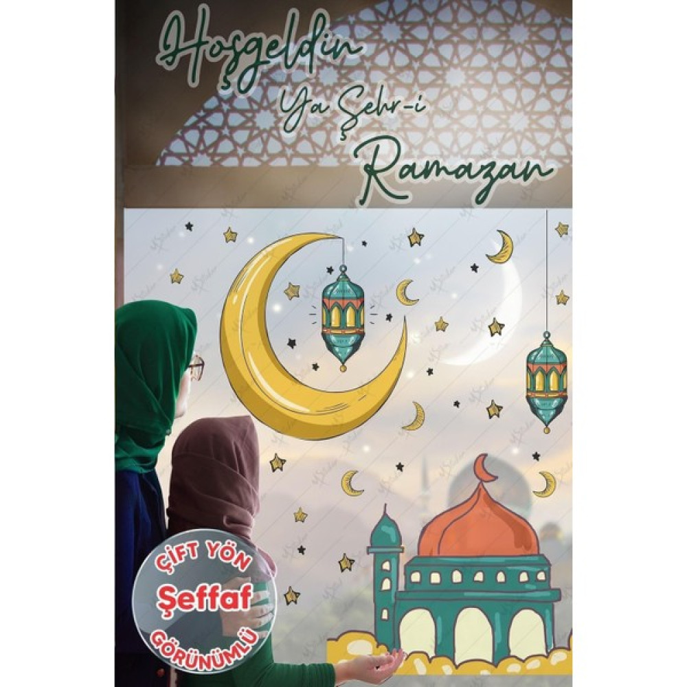 Tekno Trust Çok Renkli Ramazan Ayı Temalı Cam Duvar Süsleri Hoşgeldin Ramazan Sticker Seti -Şeffaf Ramazan Süsl - 1 x 5 cm - 118 x 56 cm Duvar Stickerı Fiyatı