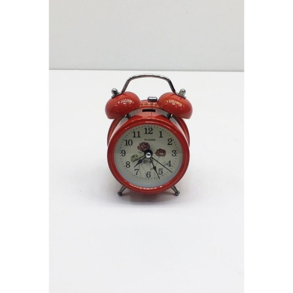 Tekno Trust Dekoratif Alarmlı - Çanlı Çalar Saat Ev Ofis Aksesuar Nostaljik Kırmızı Renk Masa Saati 12X8X5 cm Masa Saati Fiyatı