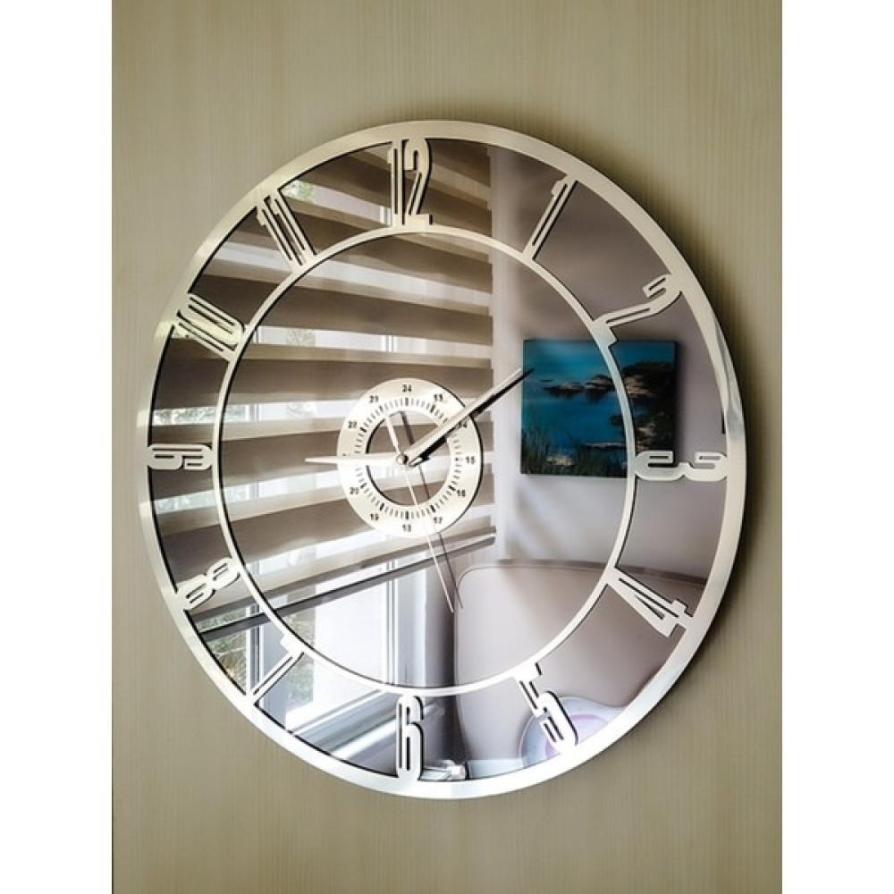 Tekno Trust Gerçek Ayna Duvar Saati 40 cm Trend Salon Gümüş Dekoratif Saat Fiyatı