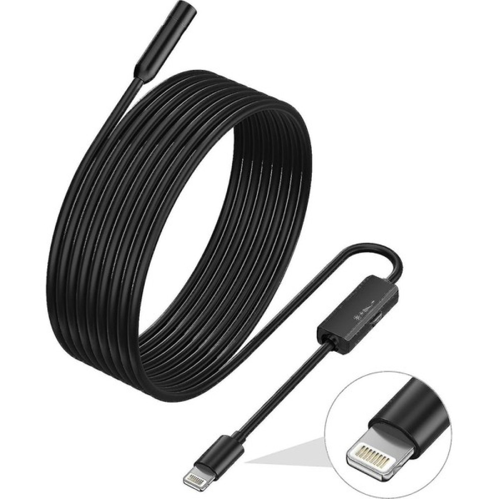 Tekno Trust Iphone Uyumlu Lıghtning Endeskop Kamera LED Su Geçirmez 10 Metre Borescope Yılan Kamera AL4195 - Siyah Güvenlik Kameraları Fiyatı