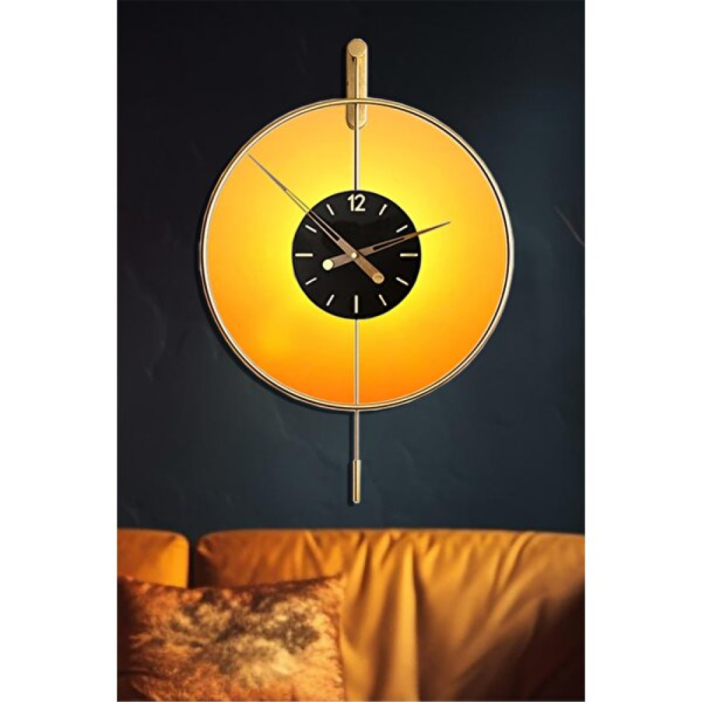 Tekno Trust Izmir LED Time 60 cm Gold, Kablosuz Pilli Led, Modern Dekoratif Sarkaçlı Metal Duvar Saati Dekoratif Saat Fiyatı