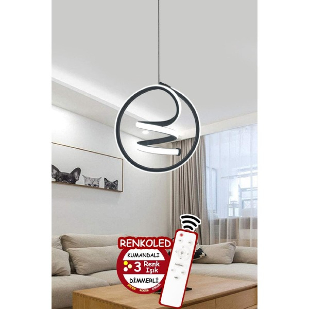 Tekno Trust Krom Kumandalı 3 Renk Modern Sarkıt LED Avize Siyah Kasa GU10 1 61-70 cm Salon / Oturma Odası 25 x Avize Fiyatı