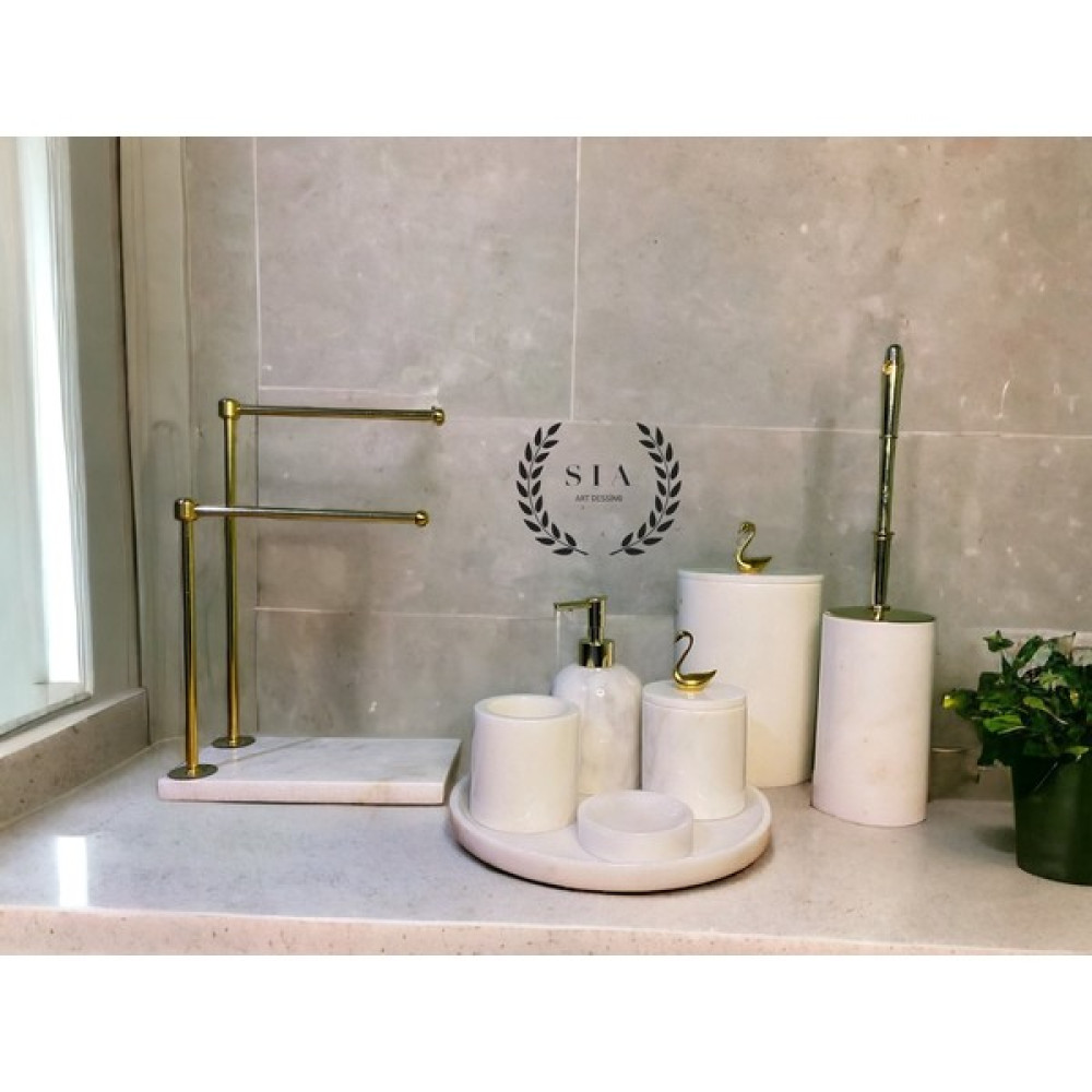 Tekno Trust Mermer Doğal Mermer Beyaz Premium 8'li Banyo Set Beyaz 7+ - 0 Banyo Aksesuarları Fiyatı