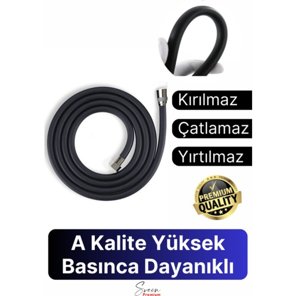 Tekno Trust Siyah Dayanıklı Esnek Kırılmaz Çatlamaz Patlamaz Sızdırmaz Pvc Banyo Duş Musluk Hortumu 1,5 Metre Duş Seti Fiyatı