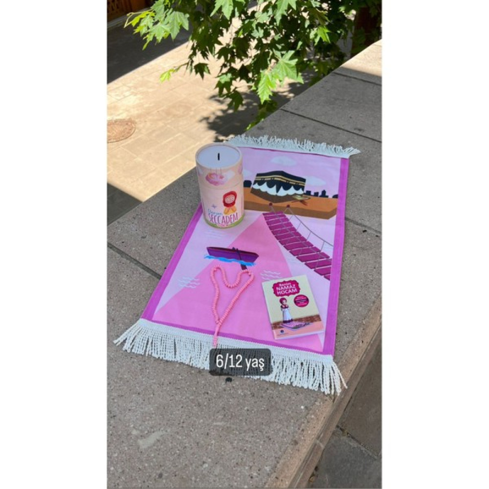Tekno Trust Süet Büyük Boy Özel Kumbaralı Namaz Dua Ibadet Çocuk Seccade Namazlık seti Süet Örgü Saçak Pembe Pa - 10 x 70 cm Seccade Fiyatı