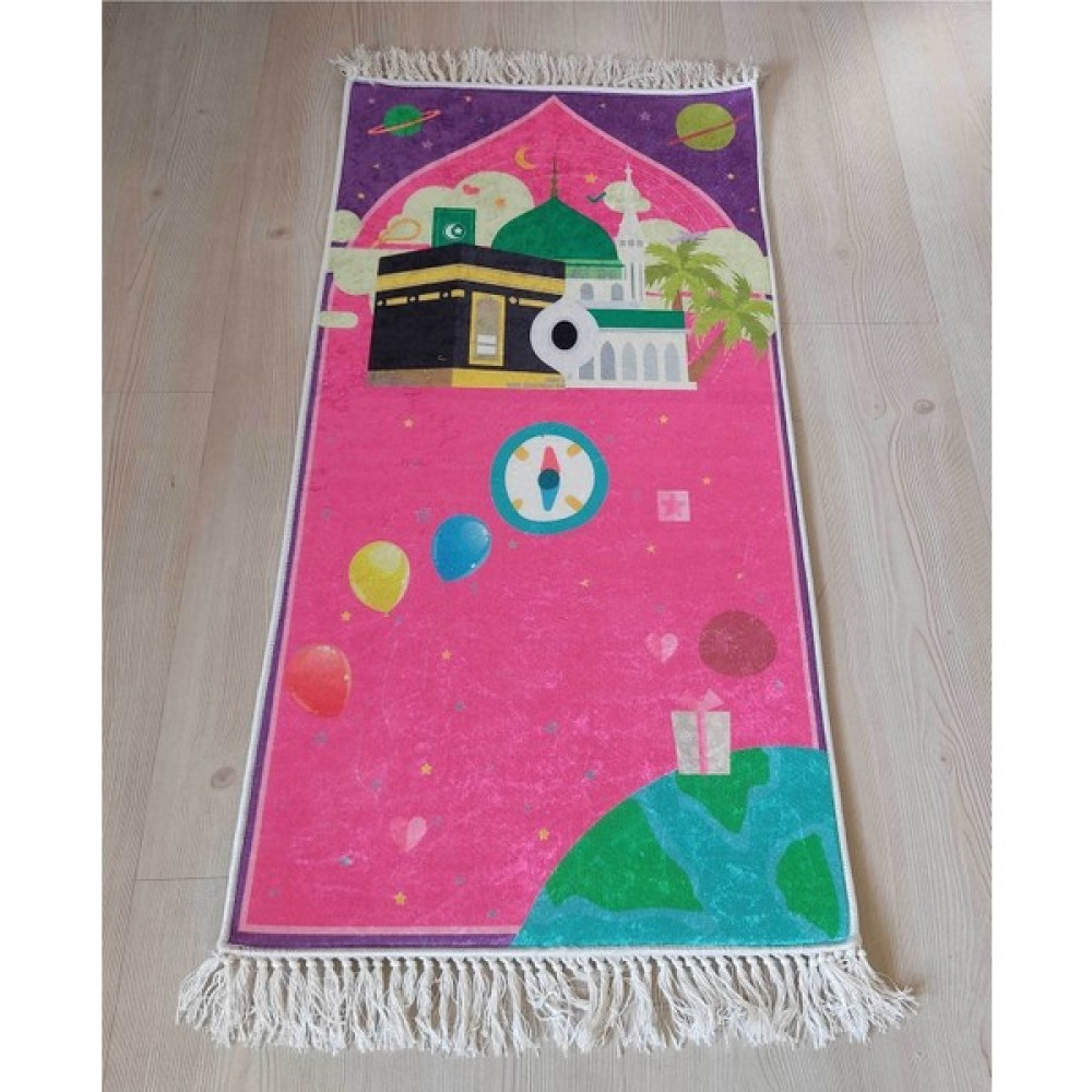 Tekno Trust Süet Seccade Çocuk Namazlık Cocuklara Seccade Ilk Seccadem Cocuk Seccadesi Pembe Uzay Pembe Düz Saç - 10 x 70 cm Seccade Fiyatı