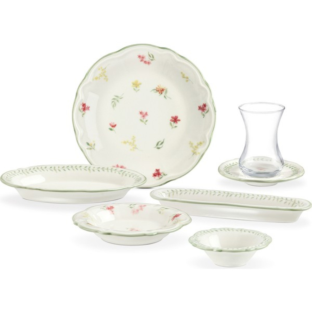 Tekno Trust Yeşil Sophie 26 Parça Kahvaltı Seti Bpa Free 26 Parça Stoneware Çiçekli Yuvarlak 6 Kişilik - 0 Kahvaltı Takımı Fiyatı