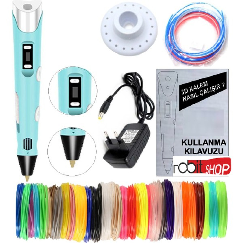 Teknoartshop 3D Yazıcı Kalem - 5 Renk x 10M Pla Filament - Mavi Oyun & Hobi Fiyatı