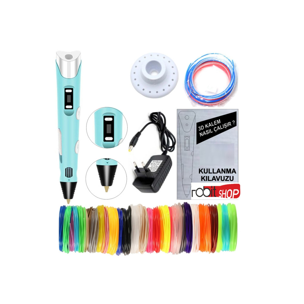 Teknoartshop Mavi 3d Kalem Yazıcı+15 Renk 1 Metre () Pla Filament Teknik Çizim ve Grafik Kalemi Fiyatı