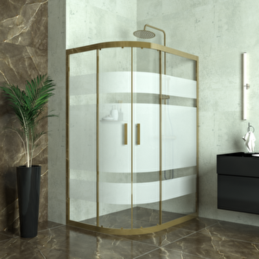 Teknoduş Bronze Si̇ri̇us 6mm Kumlamalı Cam Asimetrik Oval Duşakabin 80x90 cm Duşakabin Fiyatı