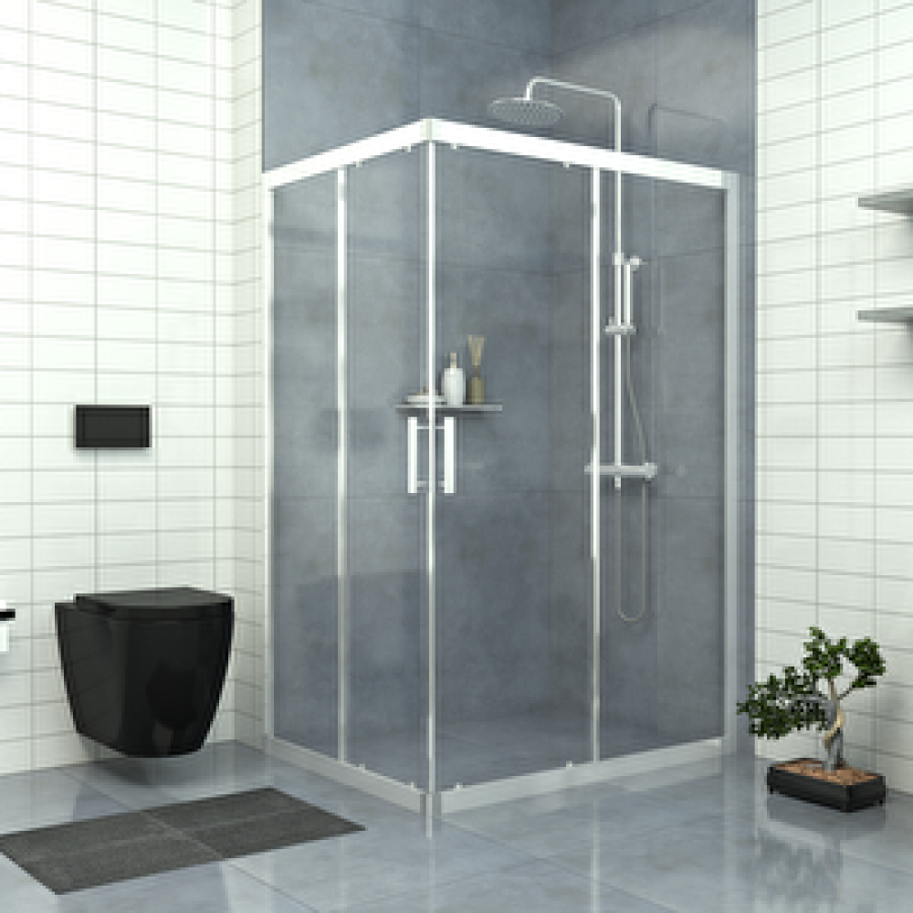 Teknoduş Si̇lver Ri̇gel 6mm Şeffaf Cam Dikdörtgen Duşakabin 100x120 cm Duşakabin Fiyatı