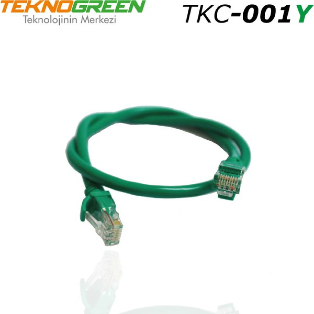 Teknogreen TKC-001Y Utp Cat6 1 mt Yeşil Patch Kablo Ağ / Network Kablosu Fiyatı