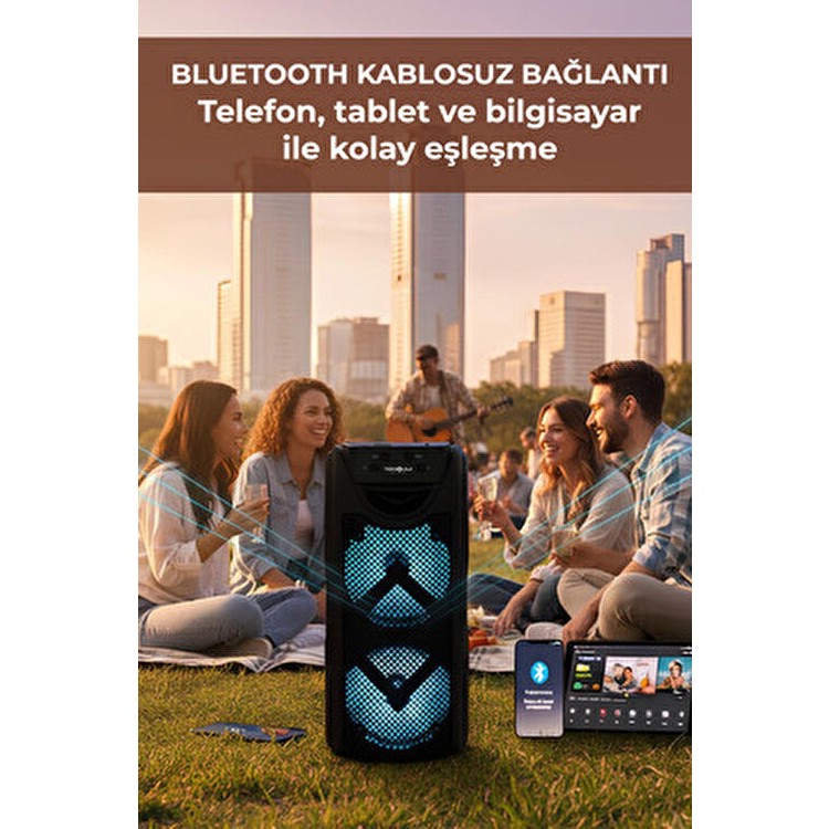 Teknoloji Gelsin GTS-1550 Bluetooth Hoparlör Kablosuz Speaker 2x4 Inç 23CM Rgb Işık Ses Bombası Fm/aux/sd Flash Parti - Siyah Bluetooth Hoparlör Fiyatı