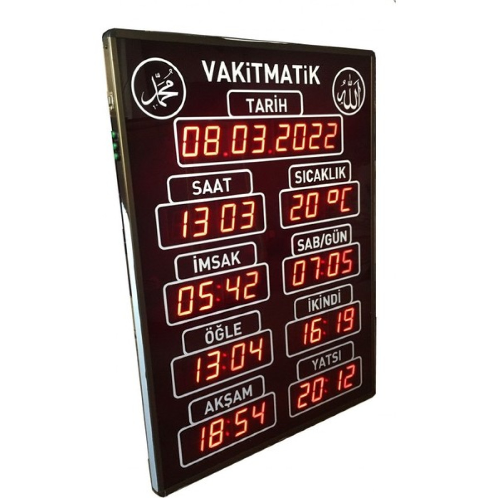 Teknomerkez Ezan Okuyan Vakitmatik 70X95 cm - Kırmızı Dekoratif Saatler Fiyatı