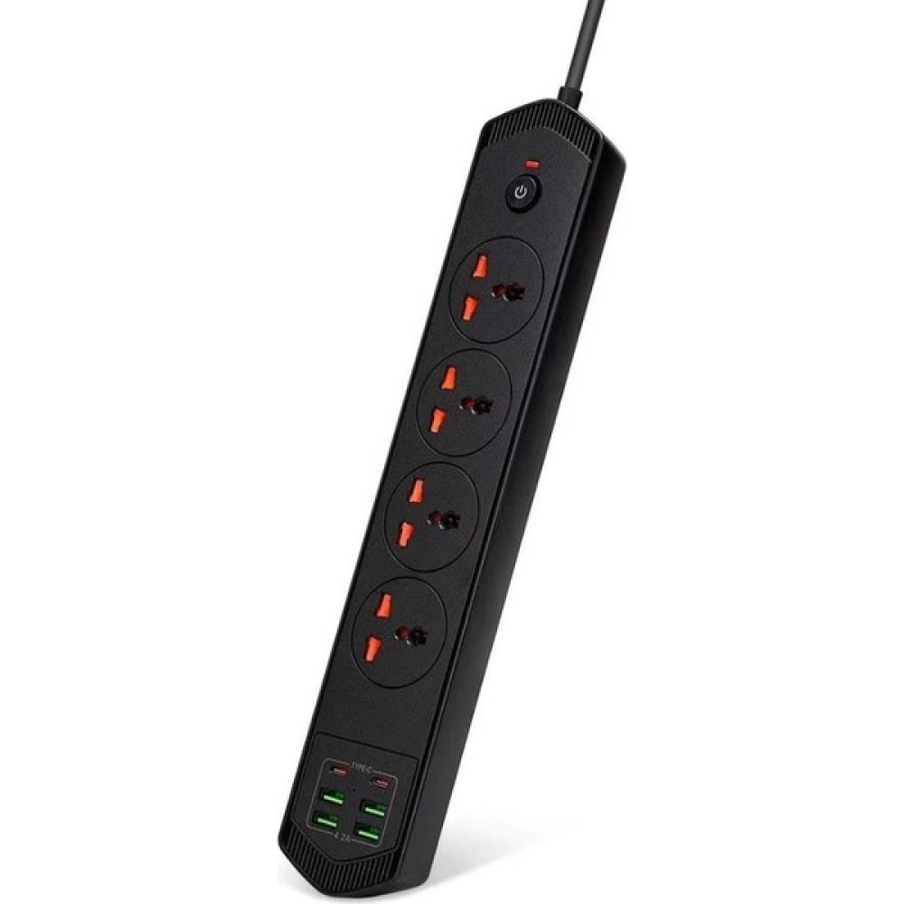 Teknomila 6 Usb'li 4'lü Çoklu Priz 2 M Kablolu Akım Korumalı Anahtarlı Uzatma Grup Priz 3000W 2 Typec Siyah Prizler Fiyatı