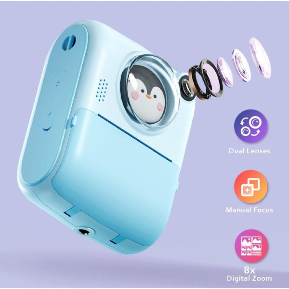 Teknomila Anında Baskı Fotoğraf Çıkaran 1080P Çocuk Fotoğraf Makinesi Hd Video Çift Kamera - Mavi Dijital Fotoğraf Makineleri Fiyatı