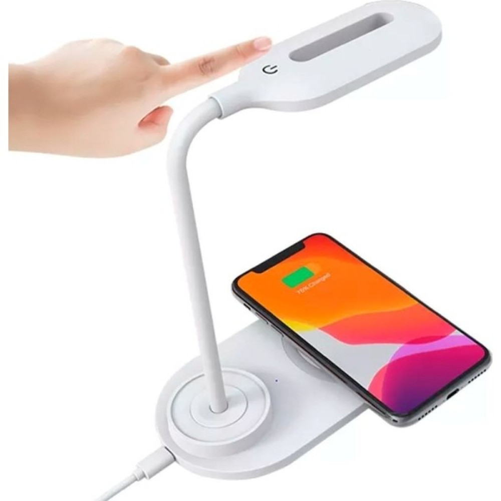 Teknomila Kablosuz Şarj Standlı Masaüstü USB Lamba 3 Modlu - Beyaz Masa Lambası Fiyatı