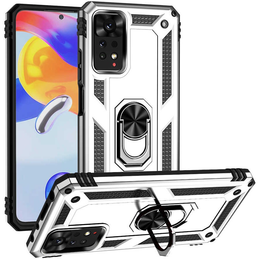 Teknomoda Xiaomi Redmi Note 11 Pro 5g Kılıf Yüzüklü Standlı Korumalı Kapak - Gri Cep Telefonu Kılıfı Fiyatı