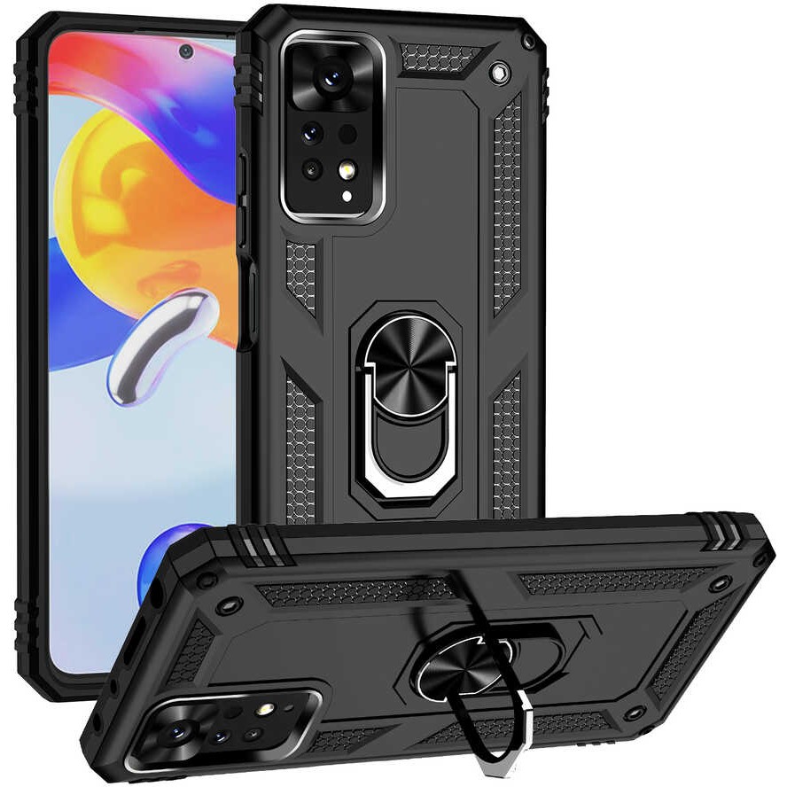 Teknomoda Xiaomi Redmi Note 11 Pro 5g Kılıf Yüzüklü Standlı Korumalı Kapak - Siyah Cep Telefonu Kılıfı Fiyatı