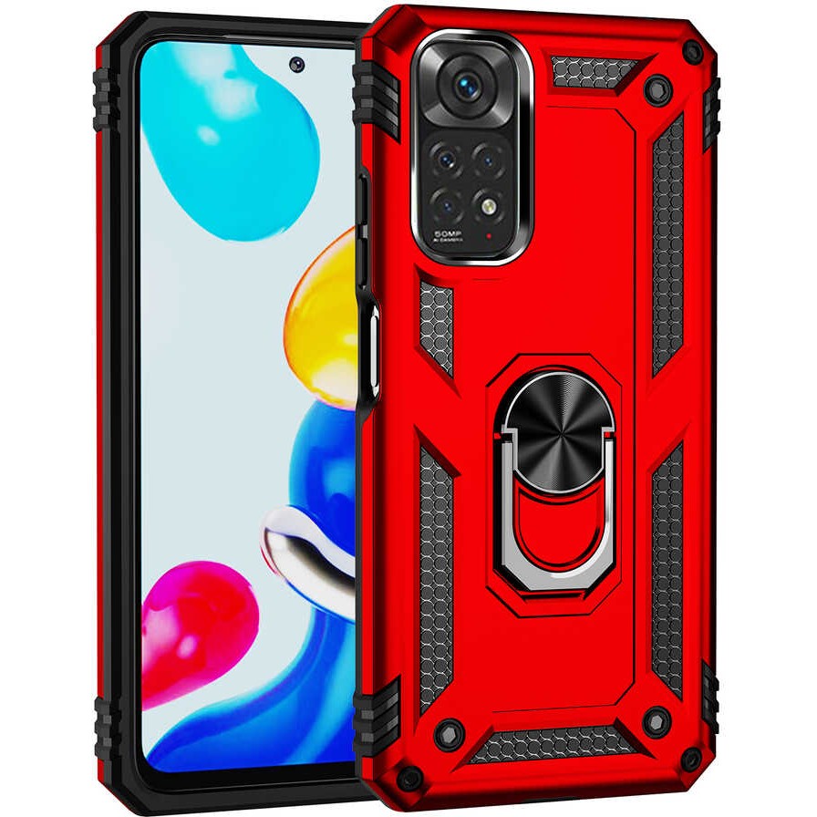 Teknomoda Xiaomi Redmi Note 11S Kılıf Yüzüklü Standlı Korumalı Tank Kapak - Kırmızı Cep Telefonu Kılıfı Fiyatı