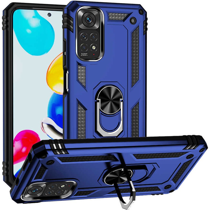 Teknomoda Xiaomi Redmi Note 11S Kılıf Yüzüklü Standlı Korumalı Tank Kapak - Lacivert Cep Telefonu Kılıfı Fiyatı