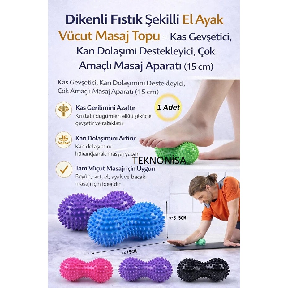 Teknonisa Dikenli Fıstık Şekilli El Ayak Vücut Masaj Topu – Kas Gevşetici, Kan Dolaşımı Destekleyici (15 Cm) SSD / Solid State Drive Fiyatı
