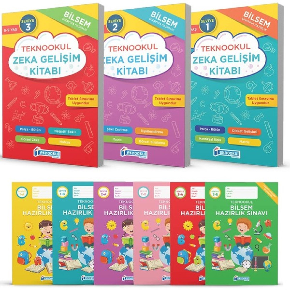 Teknookul 2. Sınıf Bilsem Sınavı Hazırlık Seti Seviye 1-2-3 Zeka Geliştirici Kitaplar Fiyatı