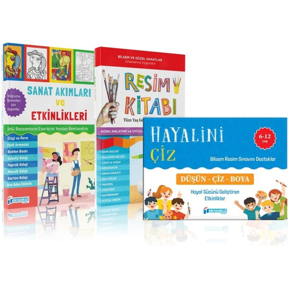 Teknookul Bilsem Sınavı Hazırlık 2. Sınıf 3'lü Resim Seti ( Sanat Akımları-Hayalini Çiz-Resim Kitabı ) (Ciltli) Eğitim Setleri Fiyatı