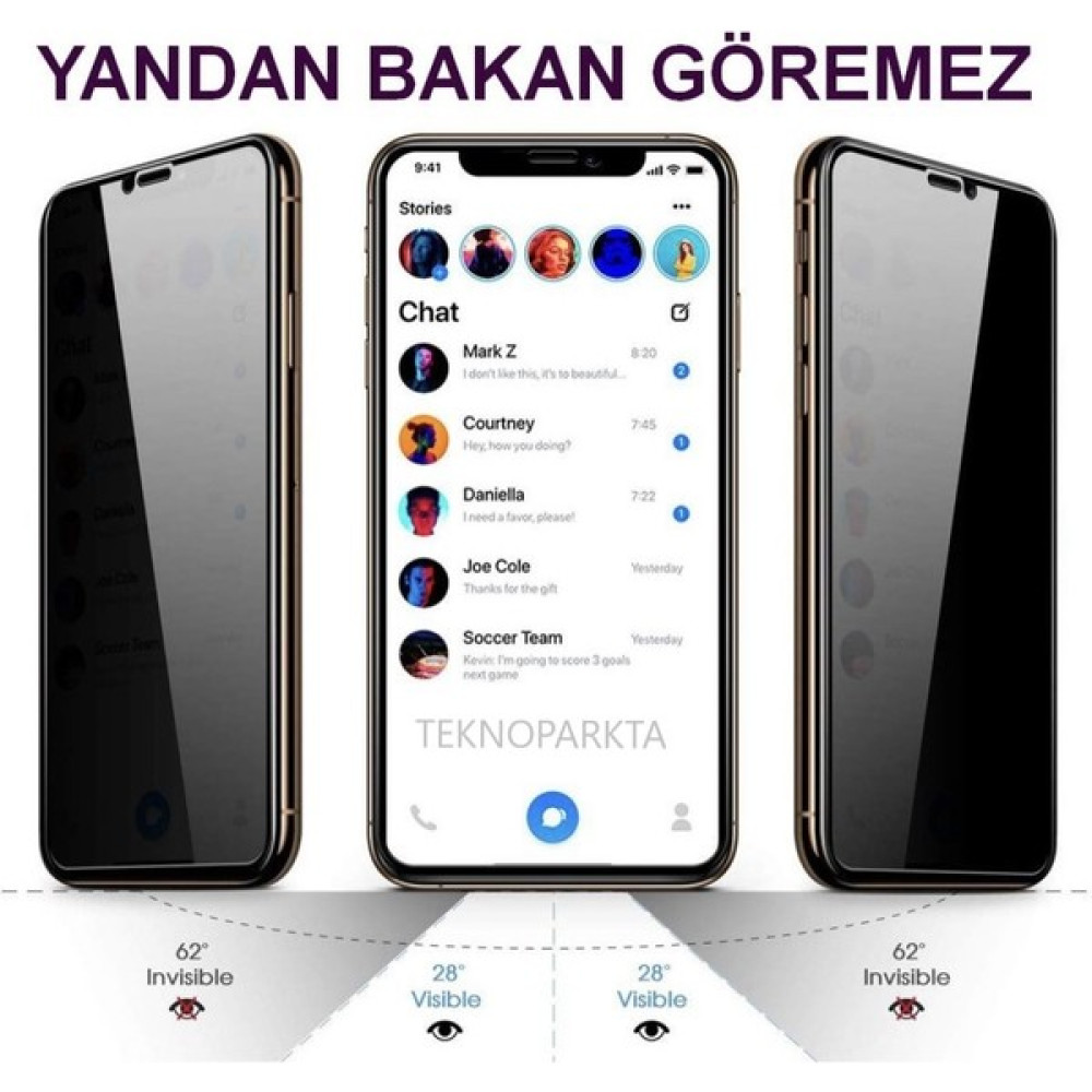 Teknoparkta Iphone 14 Pro Hayalet Privacy Gizli Görünmez Tam Kaplayan Kırılmaz Cam Ekran Koruyucu Cep Telefonu Ekran Koruyucusu Fiyatı