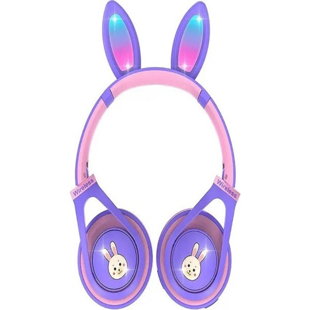 teknosepetim Bugs Bunny Tavşan Kulaklık Bluetooth Mikrofonlu Renkli LED Işıklı Rabbit Kulaklık - Mor Diğer Fiyatı