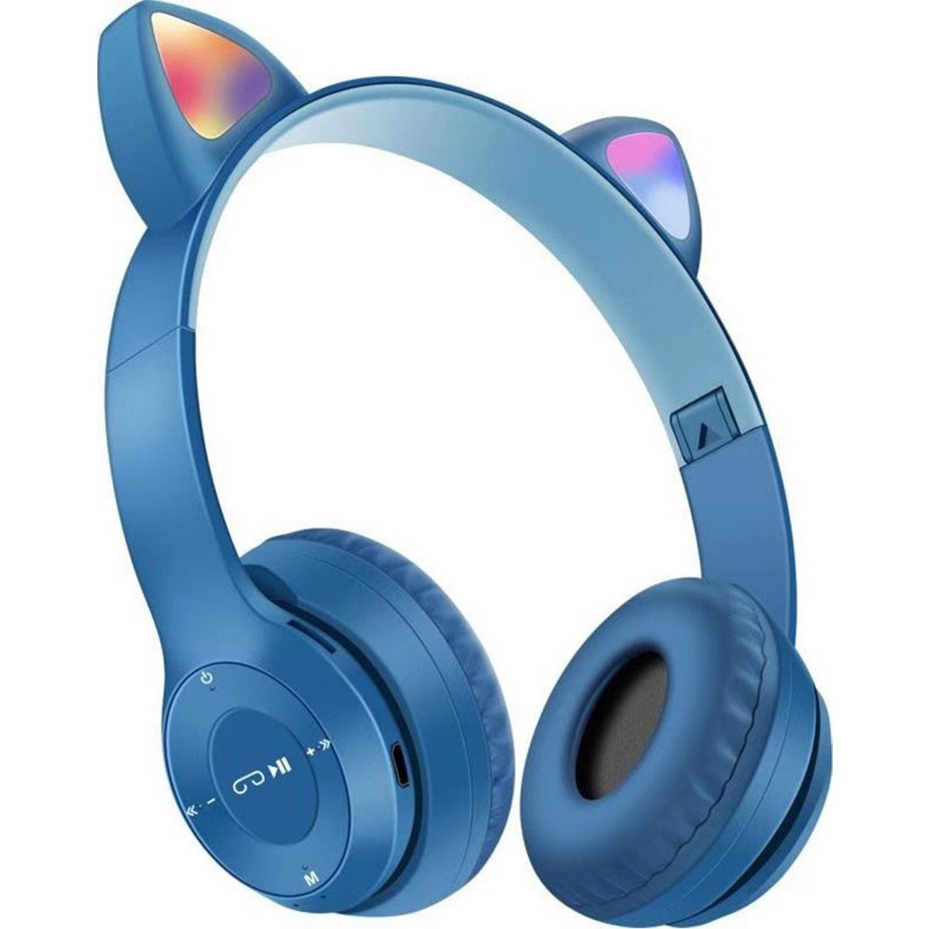 teknosepetim Kedili Kedi Cat Işıklı Rgb Kulaküstü Bluetooth Kulaklık P47M Aux Sd Card Girişli - Lacivert Bluetooth Kulaklık Fiyatı