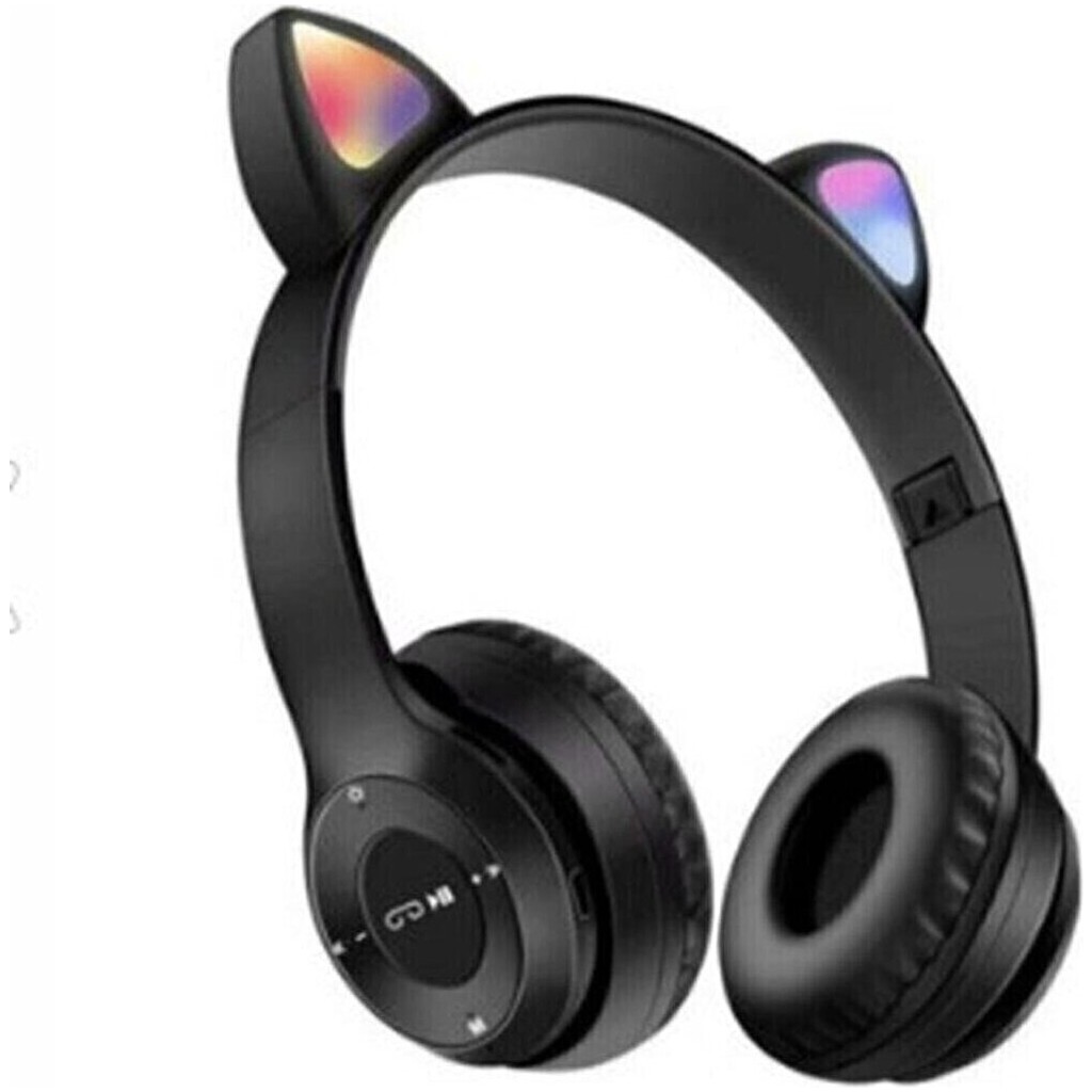 teknosepetim Kedili Kedi Cat Işıklı Rgb Kulaküstü Bluetooth Kulaklık P47M Aux Sd Card Girişli - Siyah Bluetooth Kulaklık Fiyatı