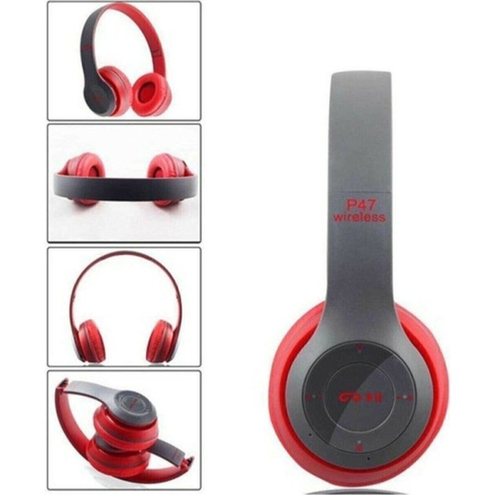 teknosepetim P47 Bluetooth Kulaklık 5.0 Edr Radyolu Aux Sd Kablosuz Wireless Yeni Mikrofonlu Kulaklık - Kırmızı Kulak Üstü Kulaklık Fiyatı