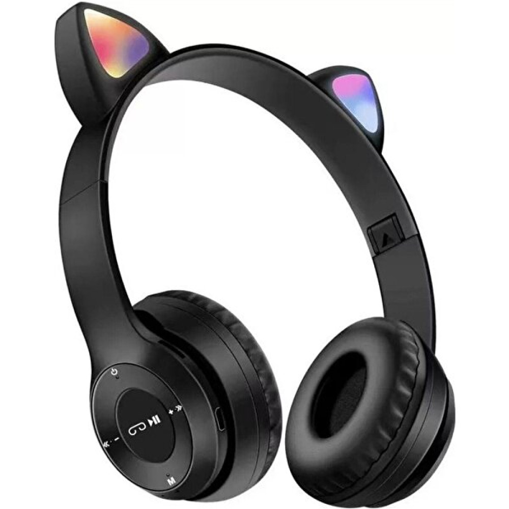 teknosepetim P47M Kedili Katlanabilir Kulak Üstü Kablosuz Bluetooth 5.0 Kulaklık Ledli Çocuk Kulaklık P47M Mor - Siyah Kulak Üstü Kulaklık Fiyatı