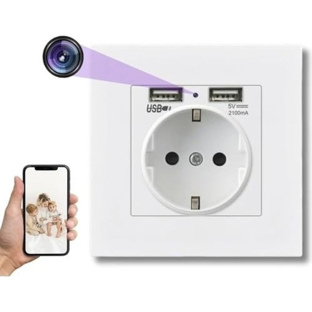 Teknospy Duvar Priz Gizli Video Kamera USB Şarj Güvenlik Kamerası Siyah - beyaz Güvenlik Kameraları Fiyatı
