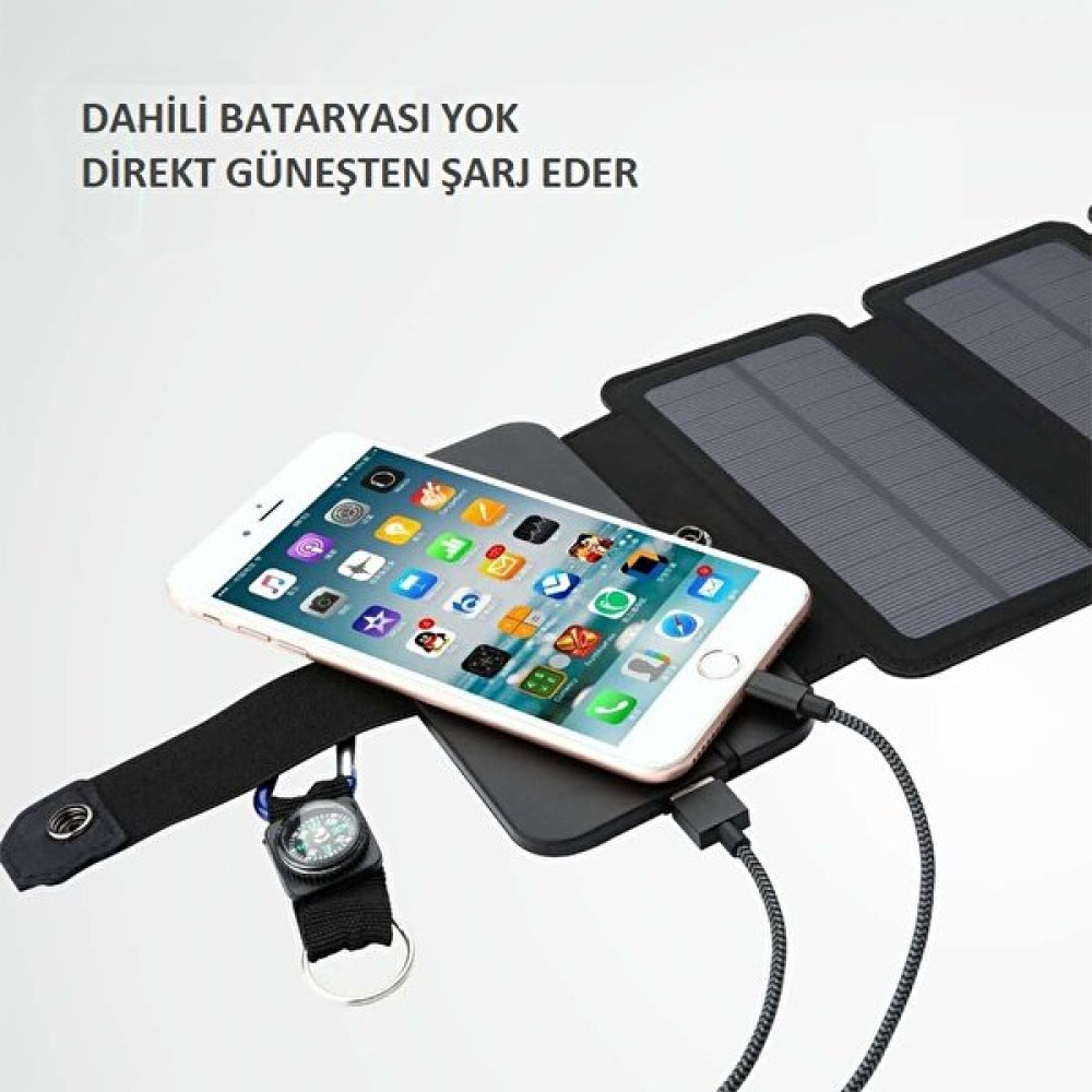 Teknospy Taşınabilir Güneş Enerji Şarj Paneli Katlanabilir 5V 2.1A USB Telefon Tablet Şarj 5 Tabletli Dış Mekan & Bahçe Oyuncakları Fiyatı