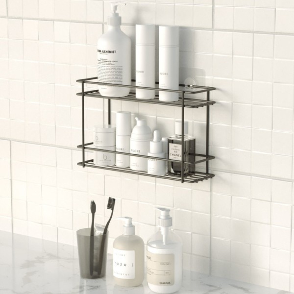 Teknotel Yapışkanlı 2 Katlı Banyo&mutfak Rafı Mat Siyah ST522 Banyo Askılık Fiyatı