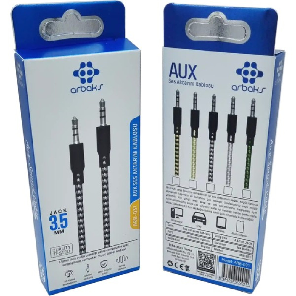 Teknotok 3.5mm Jack Hasır Aux Kablo Arbaks ARB-031 Oto Boyaları Fiyatı
