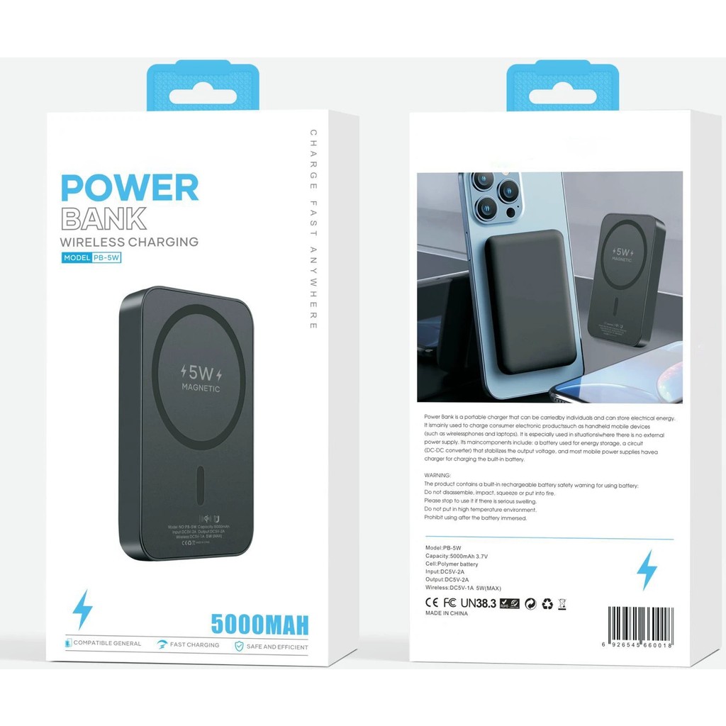 Teknotok 5000 Mah Magsafe Siyah Powerbank 5W PB-5W - Renkli Taşınabilir Şarj Cihazı - Powerbank Fiyatı