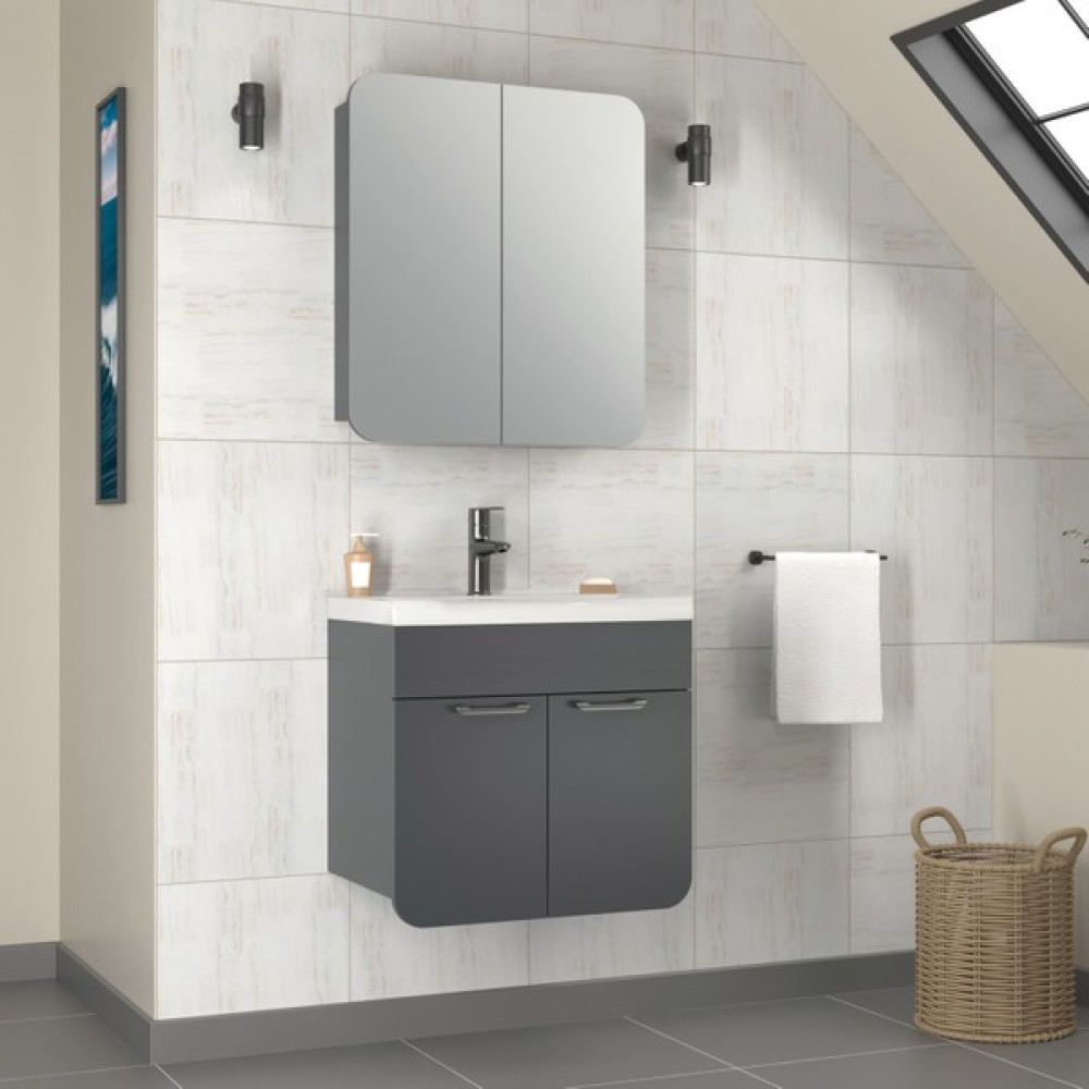 Tekoplus Royal Banyo Dolabı Takım 65 cm Antrasit Banyo Dolabı / Mobilyası Fiyatı
