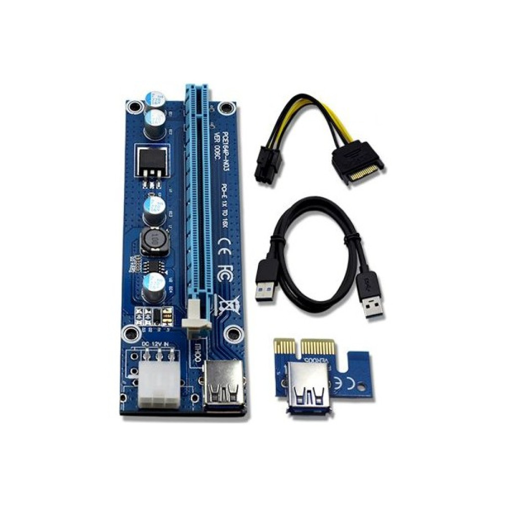 Tekra Mınıng Rıg Rıser 1X - 16X Pcı-E V006C 60Cm 6 Pın Ethereum Zcash Bıtcoın Bilgisayar Çevirici ve Adaptörü Fiyatı