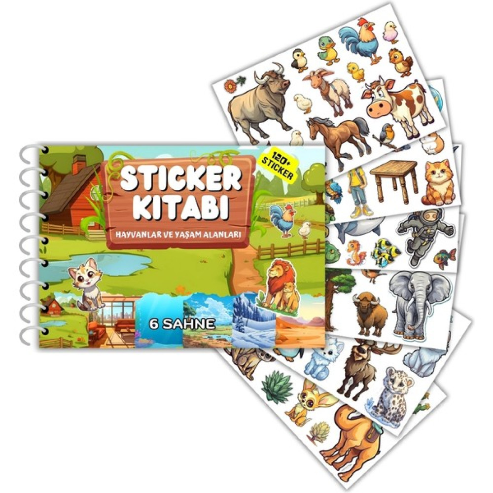 Tekrar Kullanılabilir (Sök Tak) Sticker Kitabı - Hayvanlar ve Yaşam Alanları (6 Sayfa Sticker) Okul Öncesi Eğitici & Öğretici Kitaplar Fiyatı