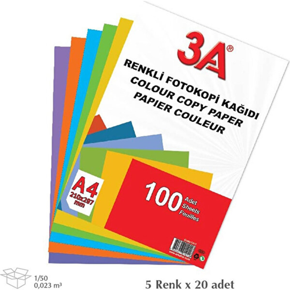Tekreyonda 3A Renkli Fotokopi Kağıdı A4 Boyutunda 5 Renk 100 Adet Kağıt Fotokopi Kağıdı Fiyatı