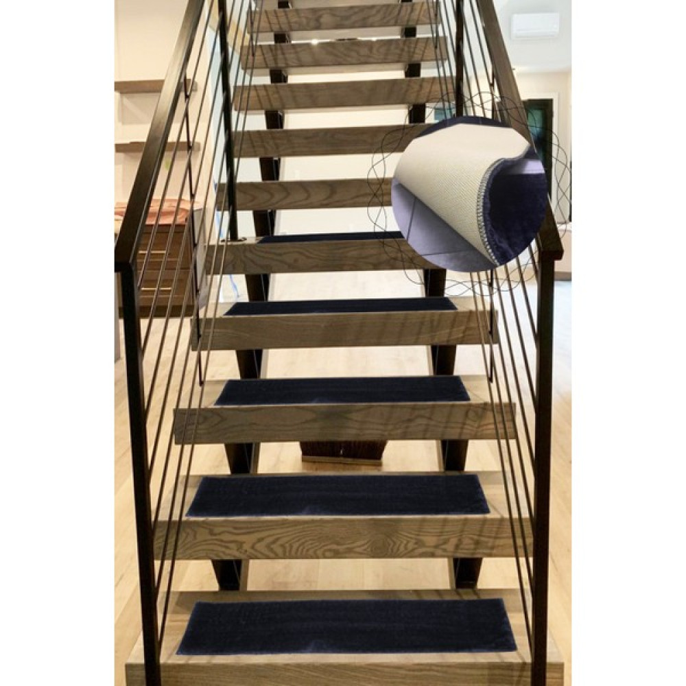 Teksev Comfort Siyah Renk (5 Adet) Merdiven Halısı Pufidik Peluş Kaymaz Deri Tabanlı Basamak Paspası - 25 x 80 cm Salon Halısı Fiyatı