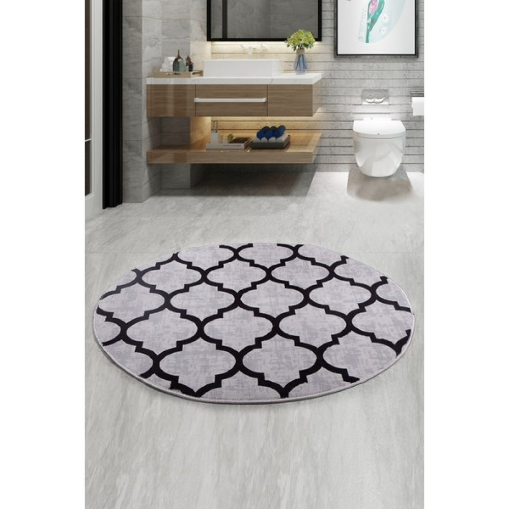 Teksev Lidya Gri Yuvarlak 100X100 cm Banyo Paspası Kaymaz Taban Yıkanabilir Banyo Halısı Klozet Takımı Fiyatı