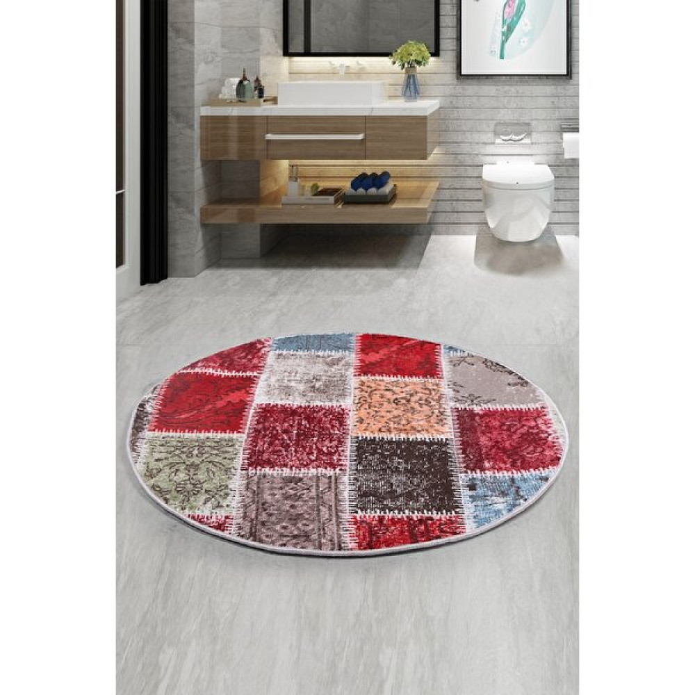 Teksev Lotto Bordo Yuvarlak 150X150 cm Büyük Ebat Banyo Paspası Kaymaz Taban Banyo Halısı Klozet Takımı Fiyatı