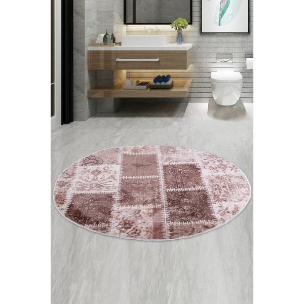 Teksev Lotto Kahve Yuvarlak 120X120 cm Banyo Paspası Kaymaz Taban Yıkanabilir Banyo Halısı Klozet Takımı Fiyatı