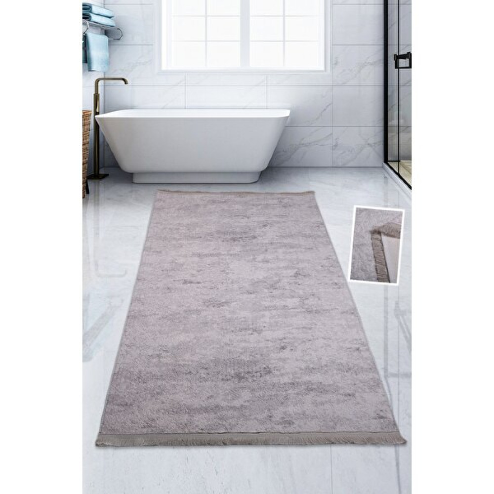 Teksev Nova Gri 80X150 cm Büyük Ebat Banyo Paspası Spor Saçaklı Kaymaz Taban Peluş Püsküllü Banyo Halısı Klozet Takımı Fiyatı
